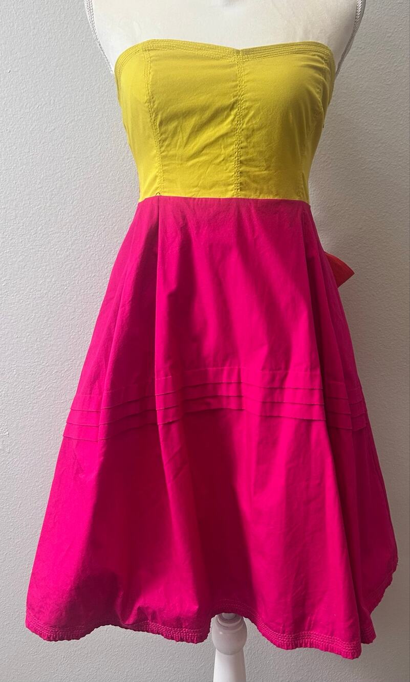 Maeve Anthropologie Size 2 Y2K Colorblock Strapless Dress